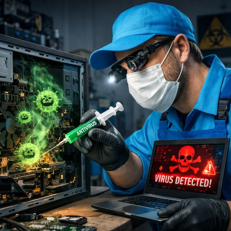 Лечение компьютера от вирусов в Пушкино на дому